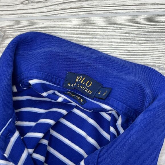 Polo Ralph Lauren Short Sleeve Polo Shirt Men's Size L Pima Soft Touch Blue - Picture 13 of 13